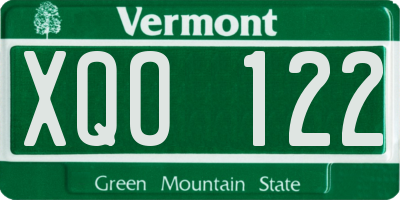 VT license plate XQO122
