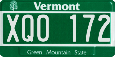VT license plate XQO172