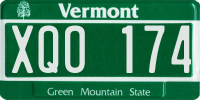 VT license plate XQO174