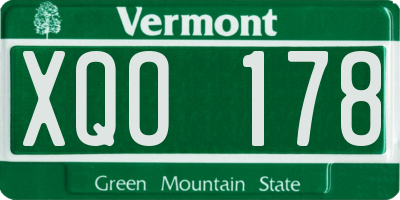 VT license plate XQO178