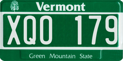 VT license plate XQO179