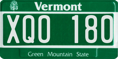 VT license plate XQO180