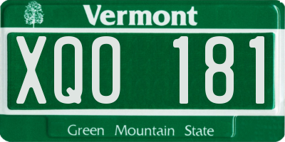 VT license plate XQO181
