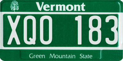 VT license plate XQO183