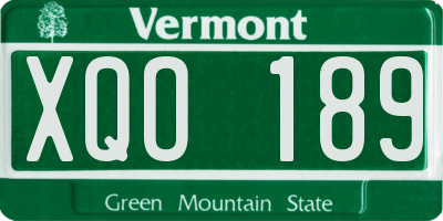 VT license plate XQO189