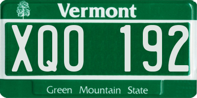 VT license plate XQO192
