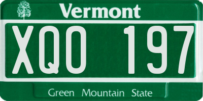 VT license plate XQO197