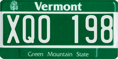 VT license plate XQO198