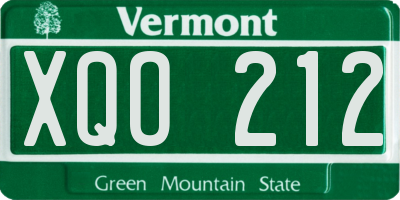 VT license plate XQO212