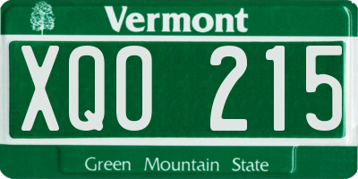 VT license plate XQO215