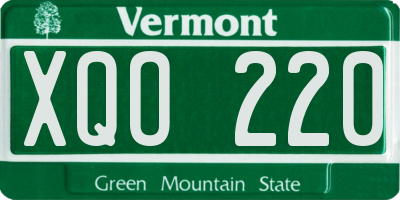VT license plate XQO220