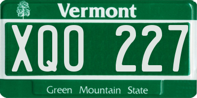 VT license plate XQO227