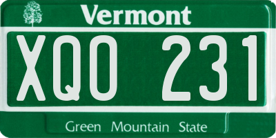 VT license plate XQO231