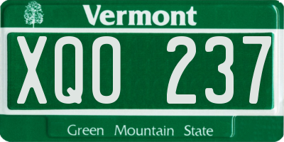 VT license plate XQO237