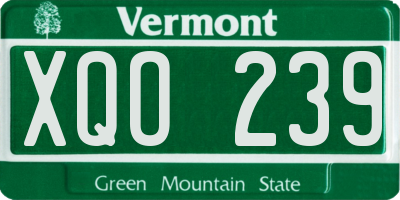 VT license plate XQO239