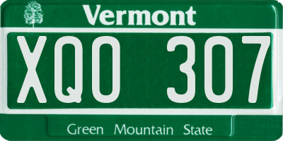 VT license plate XQO307