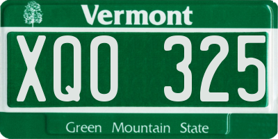 VT license plate XQO325