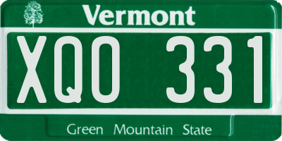 VT license plate XQO331