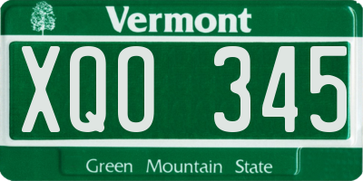 VT license plate XQO345