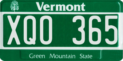 VT license plate XQO365