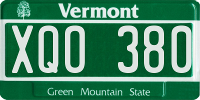 VT license plate XQO380