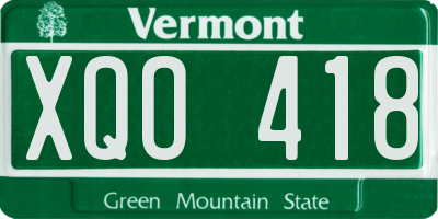 VT license plate XQO418