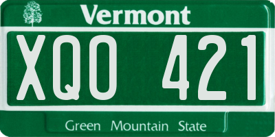 VT license plate XQO421