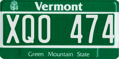 VT license plate XQO474