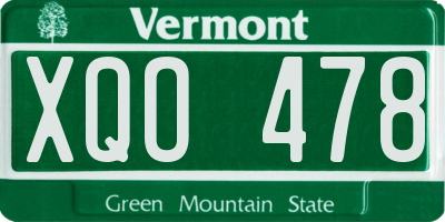 VT license plate XQO478