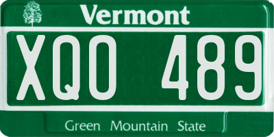 VT license plate XQO489