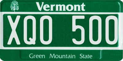 VT license plate XQO500
