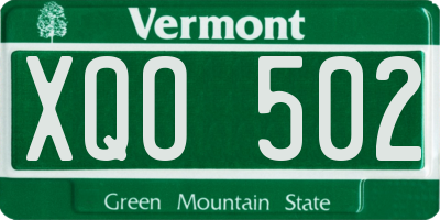VT license plate XQO502