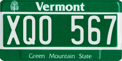 VT license plate XQO567