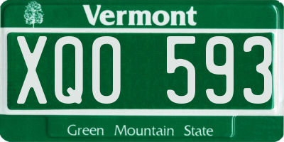 VT license plate XQO593