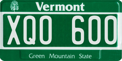 VT license plate XQO600