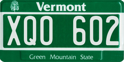 VT license plate XQO602