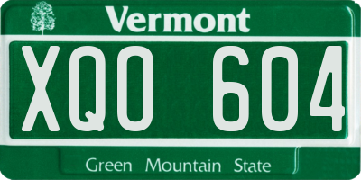 VT license plate XQO604