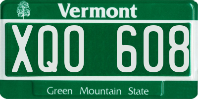 VT license plate XQO608