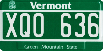 VT license plate XQO636