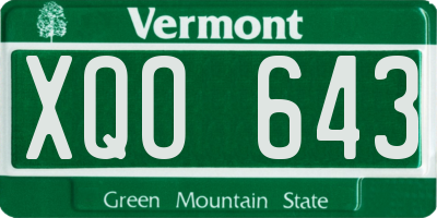 VT license plate XQO643