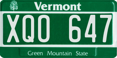 VT license plate XQO647