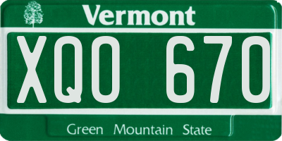 VT license plate XQO670