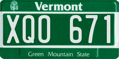 VT license plate XQO671