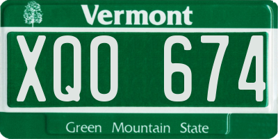 VT license plate XQO674