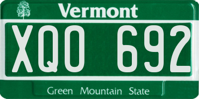 VT license plate XQO692