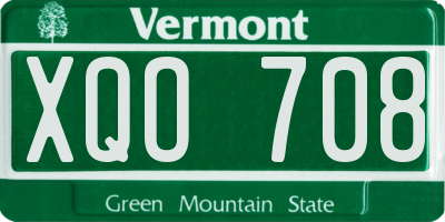 VT license plate XQO708