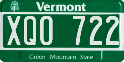 VT license plate XQO722