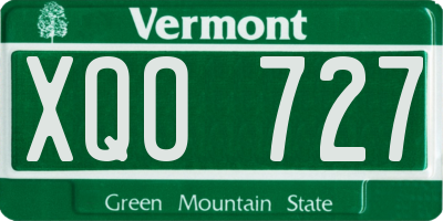 VT license plate XQO727