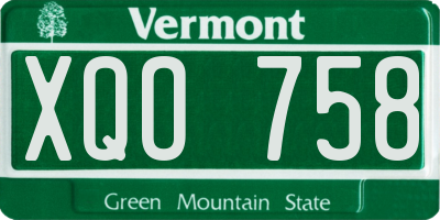 VT license plate XQO758