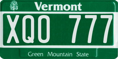 VT license plate XQO777